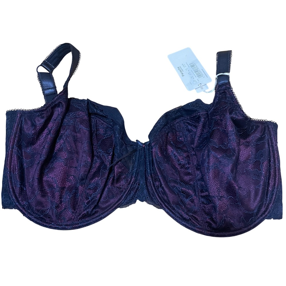 Panache 36JJ Superbra Sienna Balconnet Bra 4471 Navy Plum Lace Support NWT